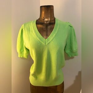 Loft puff sleeve green sweater Small